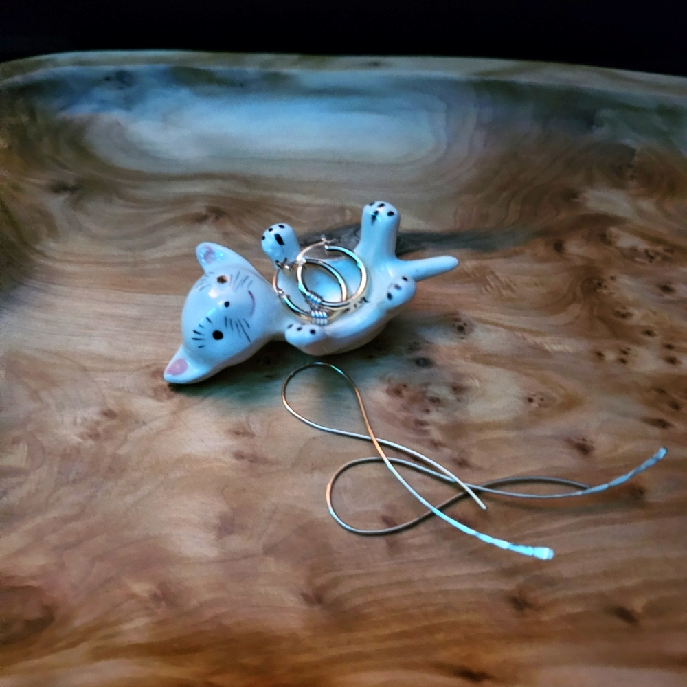 Ceramic Cat Gum Parker - Ring Holder - Vintage - Handpainted - Decor